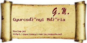 Gyurcsányi Mária névjegykártya